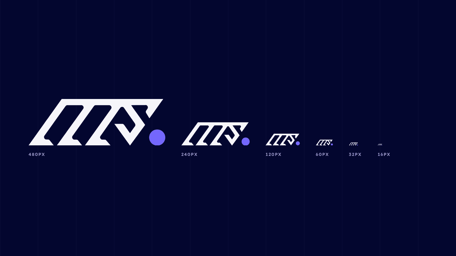 The MDS mark repeated at decreasing sizes, from a large display size down to favicon size.